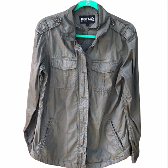 Buffalo David Bitton Small Shirt Jacket Khaki Army Olive Green - Picture 8 of 8